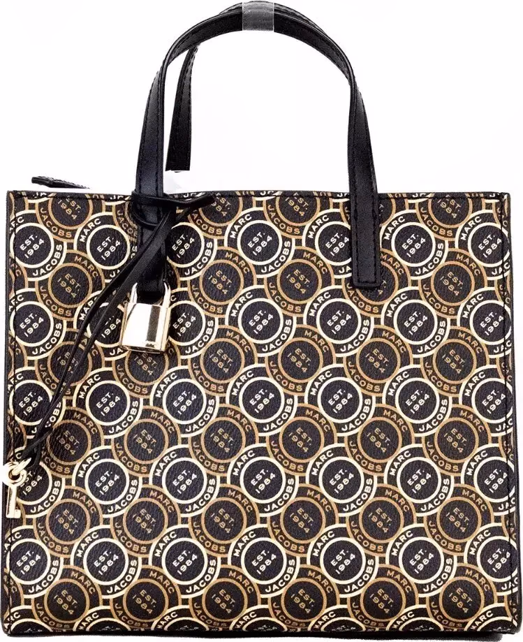 Marc Jacobs Marc Jacobs Mini Grind Signet Printed Leather Crossbody Tote Handbag Purse