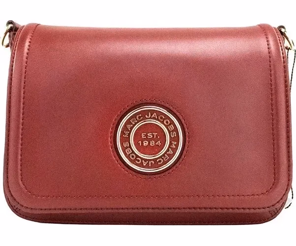 Marc Jacobs Marc Jacobs Medium Metal Signet Syrah Smooth Leather Flap Crossbody Purse Bag