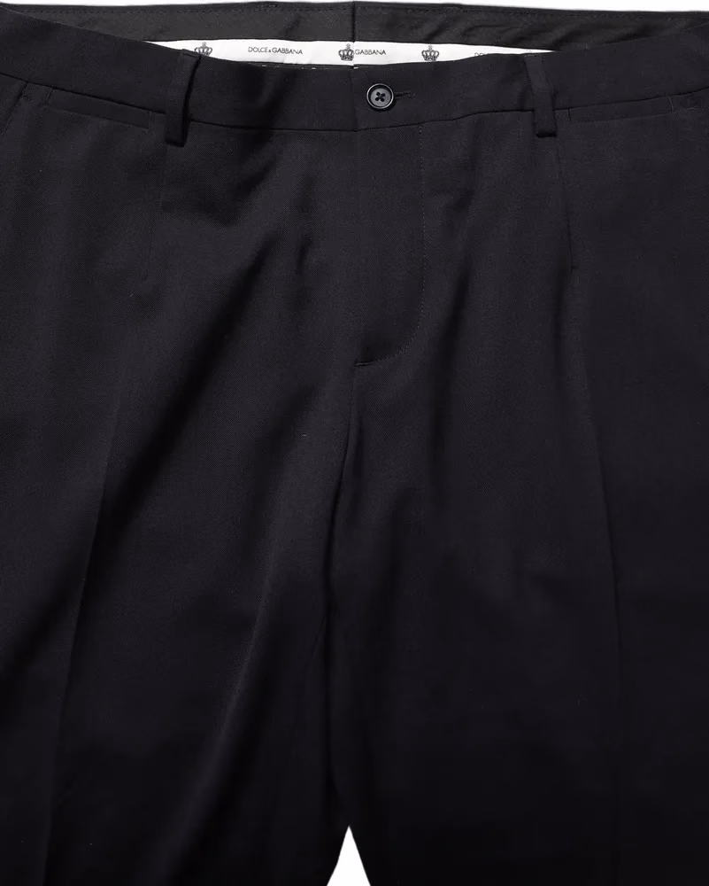 Dolce & Gabbana Black Wool Tapered Leg Dress Trouser Pants