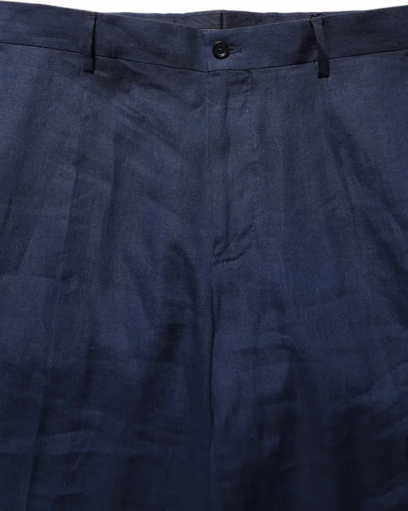 Dolce & Gabbana Blue Linen Straight Men Dress Trouser Pants