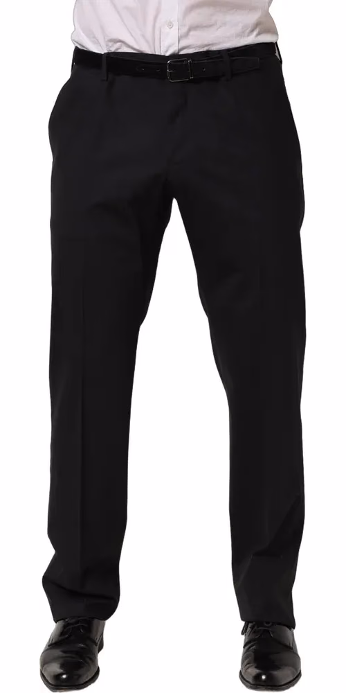 Dolce & Gabbana Black Wool Tapered Leg Dress Trouser Pants