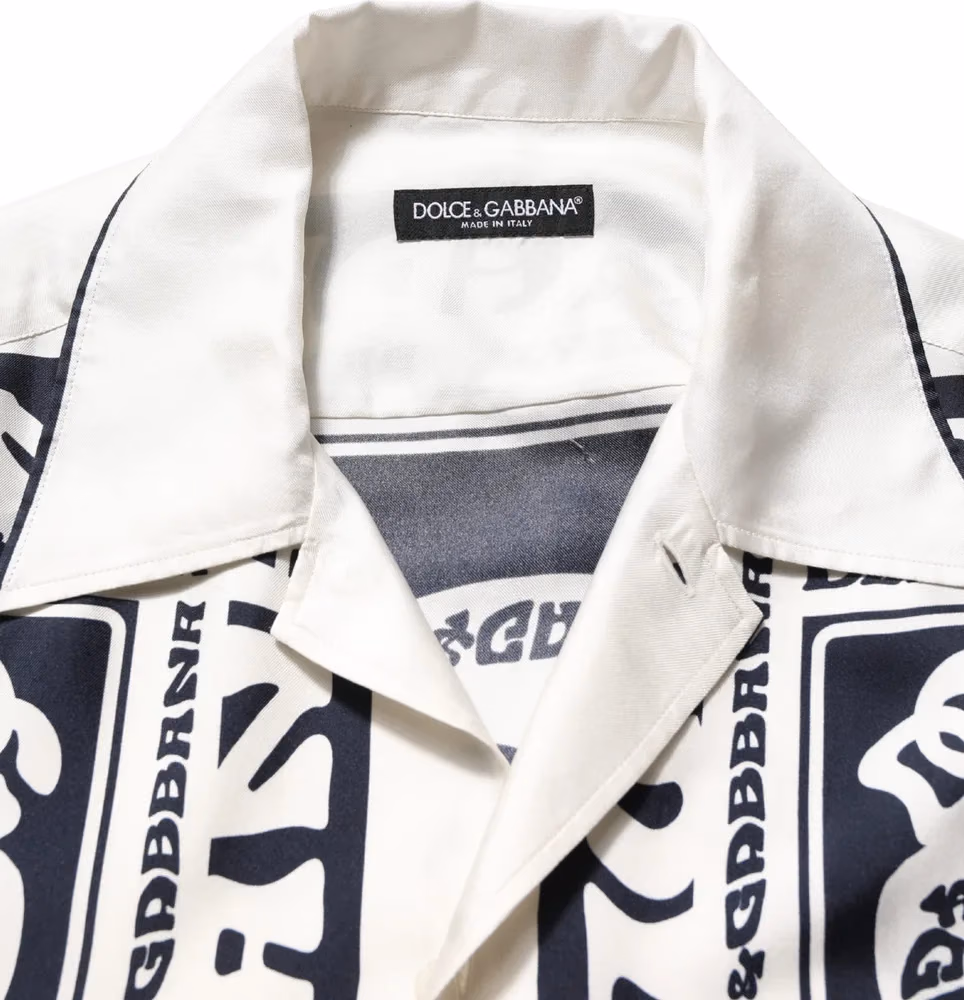 Dolce & Gabbana Black White Logo Bandana Short Sleeves Shirt