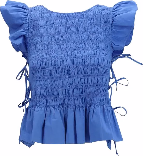 Ganni Blue Cotton Blouse