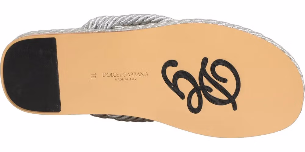Dolce & Gabbana Silver Rope Slides Sandals Flip Flops Shoes