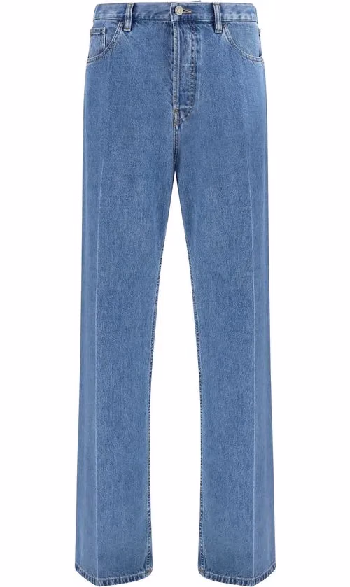 Valentino Garavani Blue Cotton Straight-Leg Jeans