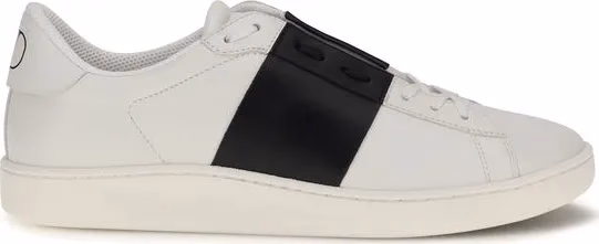 Valentino Garavani Black Calf Leather Bos Taurus Low Top Sneakers