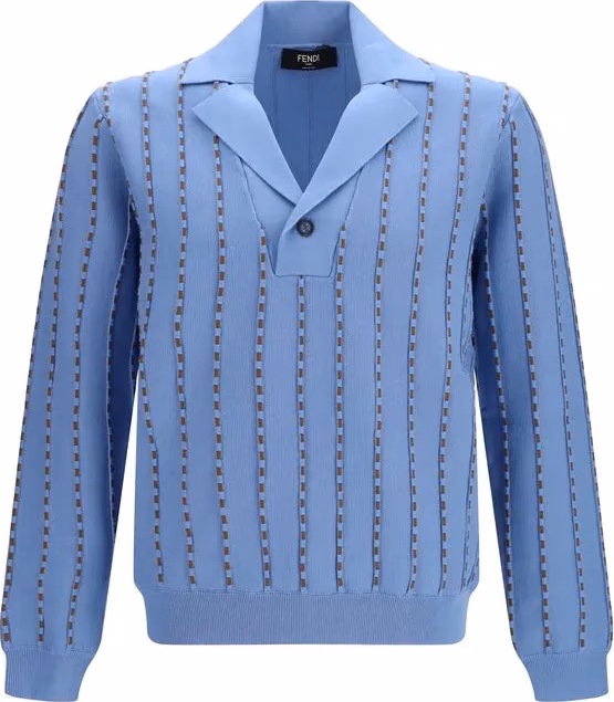 Fendi Blue Cotton Sweatshirt