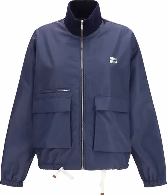 Miu Miu Blue Recycled Polyester Shell Jacket