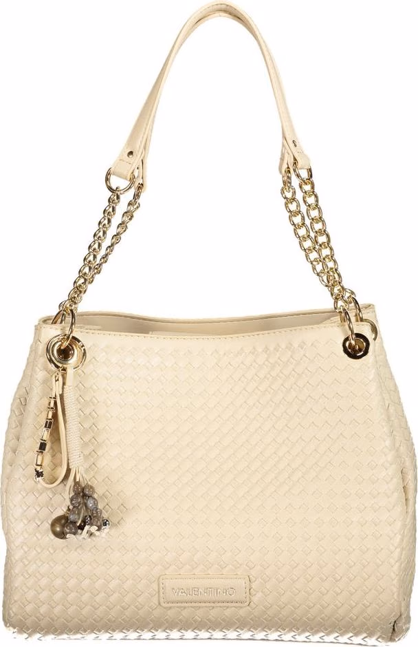 Mario Valentino Beige Polyurethane Women's Bag with Adjustable and Removable Strap