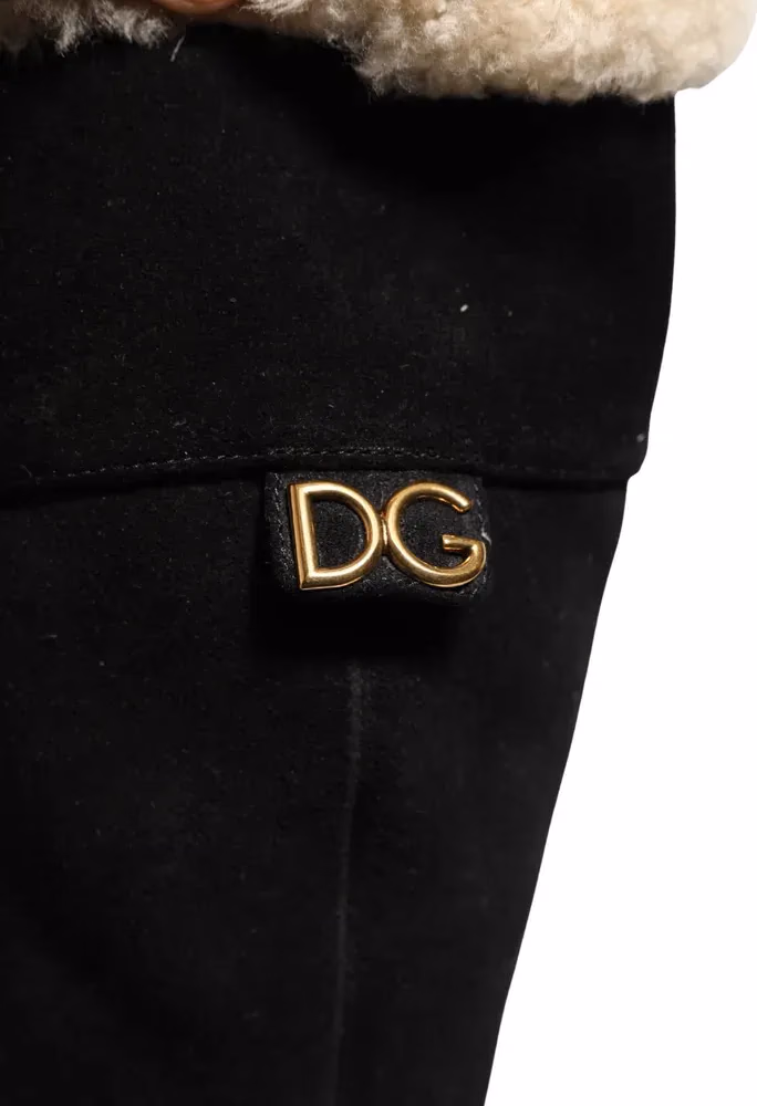 Dolce & Gabbana Suede Leather Knee High Boots Black