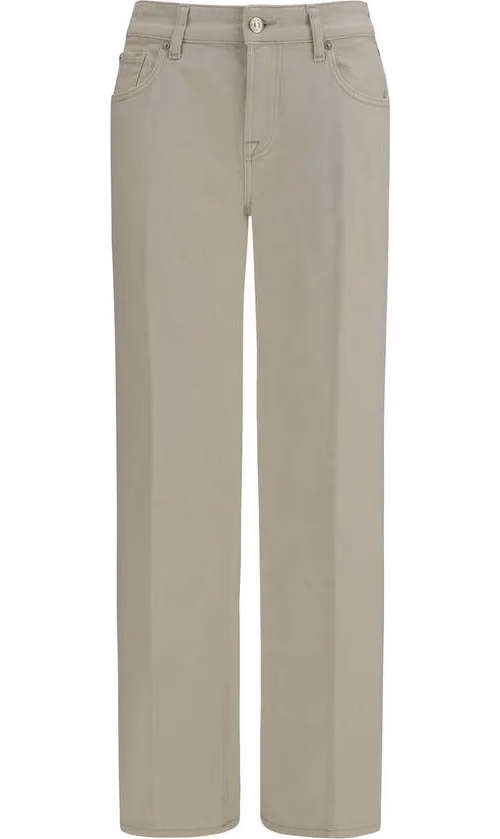 7FOR Beige Cotton Straight-Leg Jeans