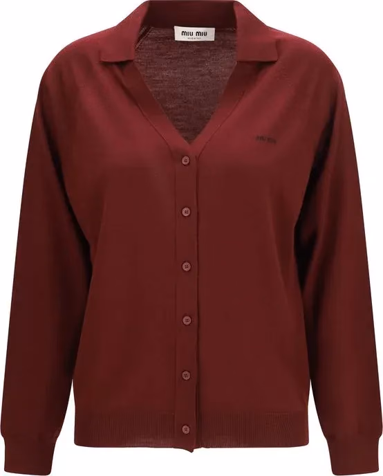 Miu Miu Bordeaux Wool Oves Aries Cardigan