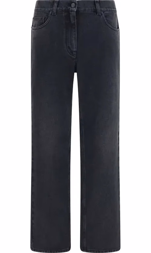 The Row Black Cotton Straight-Leg Jeans