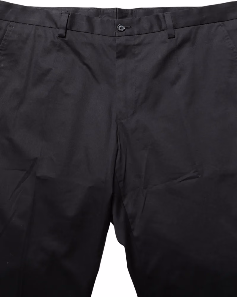 Dolce & Gabbana Black Cotton Tapered Leg Dress Trouser Pants