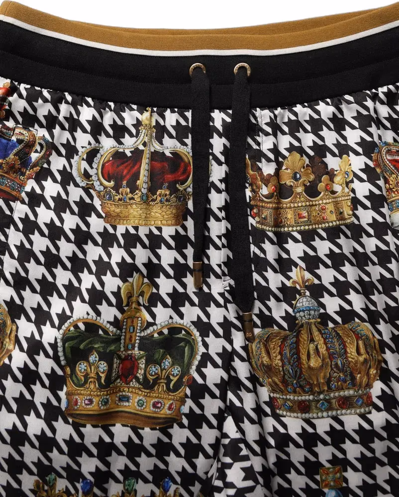 Dolce & Gabbana Multicolor Houndstooth Crown Men Sweatpants Pants