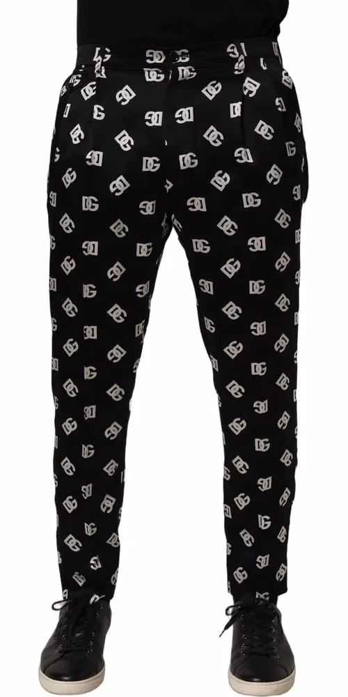 Dolce & Gabbana Black Silk Skinny Leg Dress Men Trouser Pants