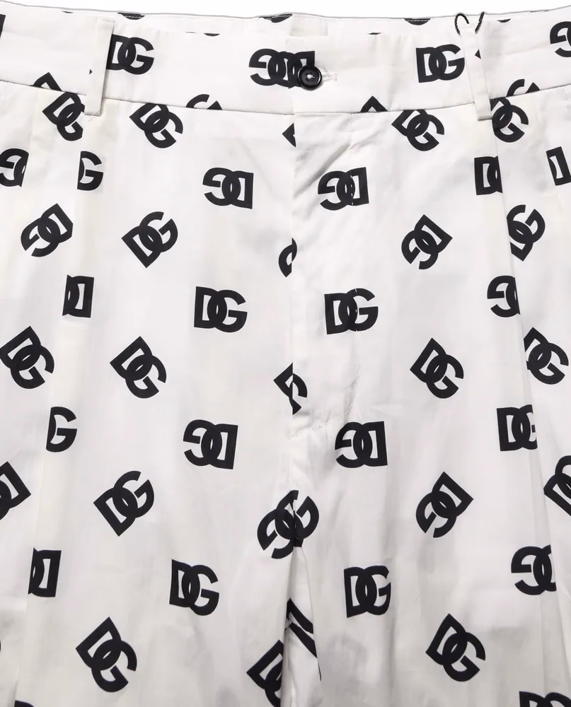 Dolce & Gabbana White Logo Skinny Leg Dress Men Trouser Pants