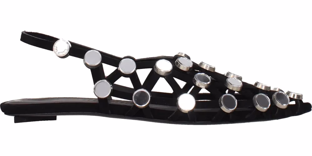 The Attico Black Leather Ballet Flats