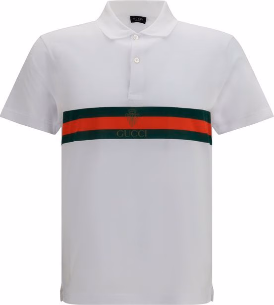 Gucci White Cotton Polo Shirt