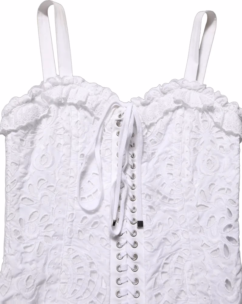 Dolce & Gabbana White Broderie Anglaise Cotton Mini Dress