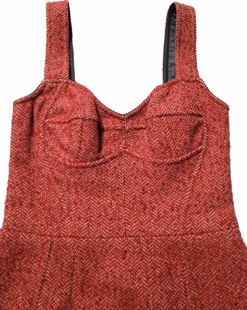 Dolce & Gabbana Multicolor Tweed Belted Babydoll Mini Dress