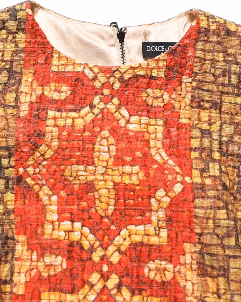 Dolce & Gabbana Multicolor Mosaic Long Sleeves Mini Dress