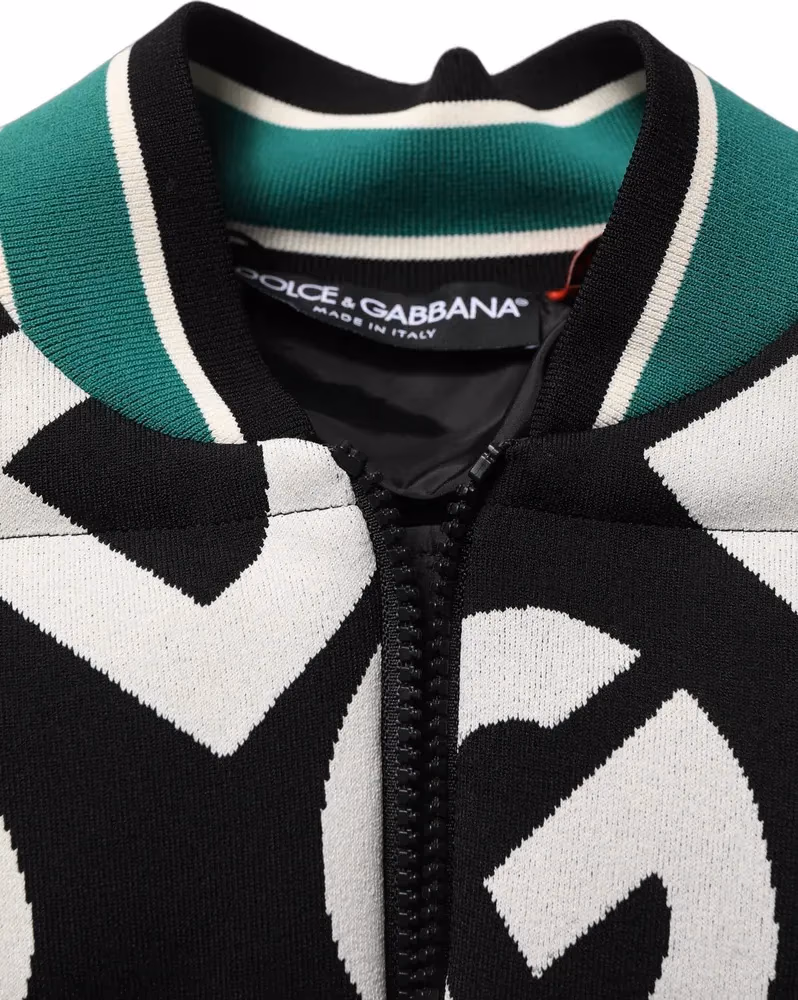 Dolce & Gabbana Multicolor Logo Full Zip Bomber Jacket