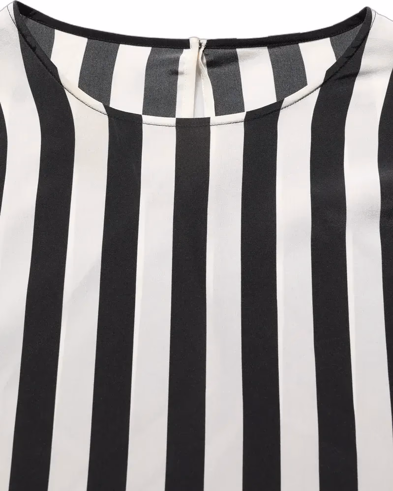 Dolce & Gabbana Black White Stripes Round Neck Blouse Top