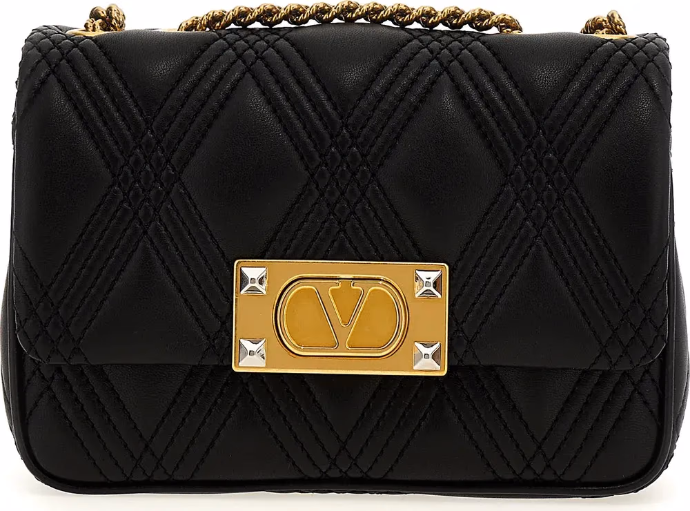 Valentino Garavani Black Lamb Leather Shoulder Bag