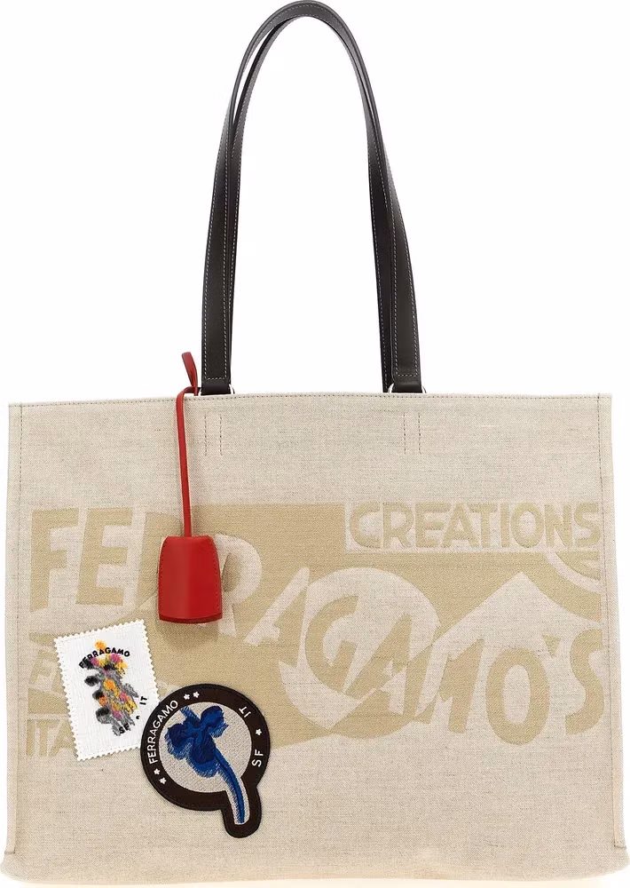 Ferragamo Beige Fabric Tote Bag