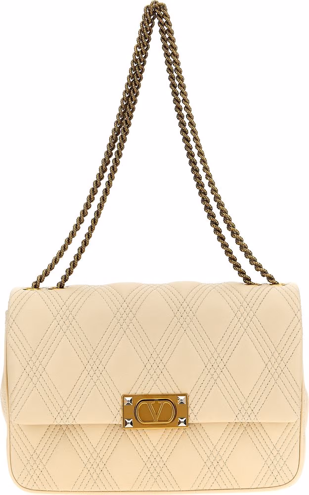 Valentino Garavani White Lamb Leather Shoulder Bag
