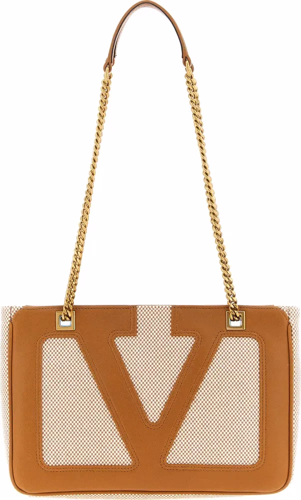 Valentino Garavani Brown Cotton Shoulder Bag