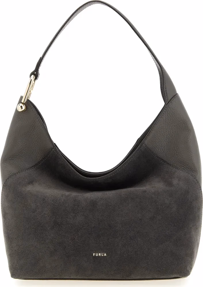 Furla Gray Calfskin Shoulder Bag