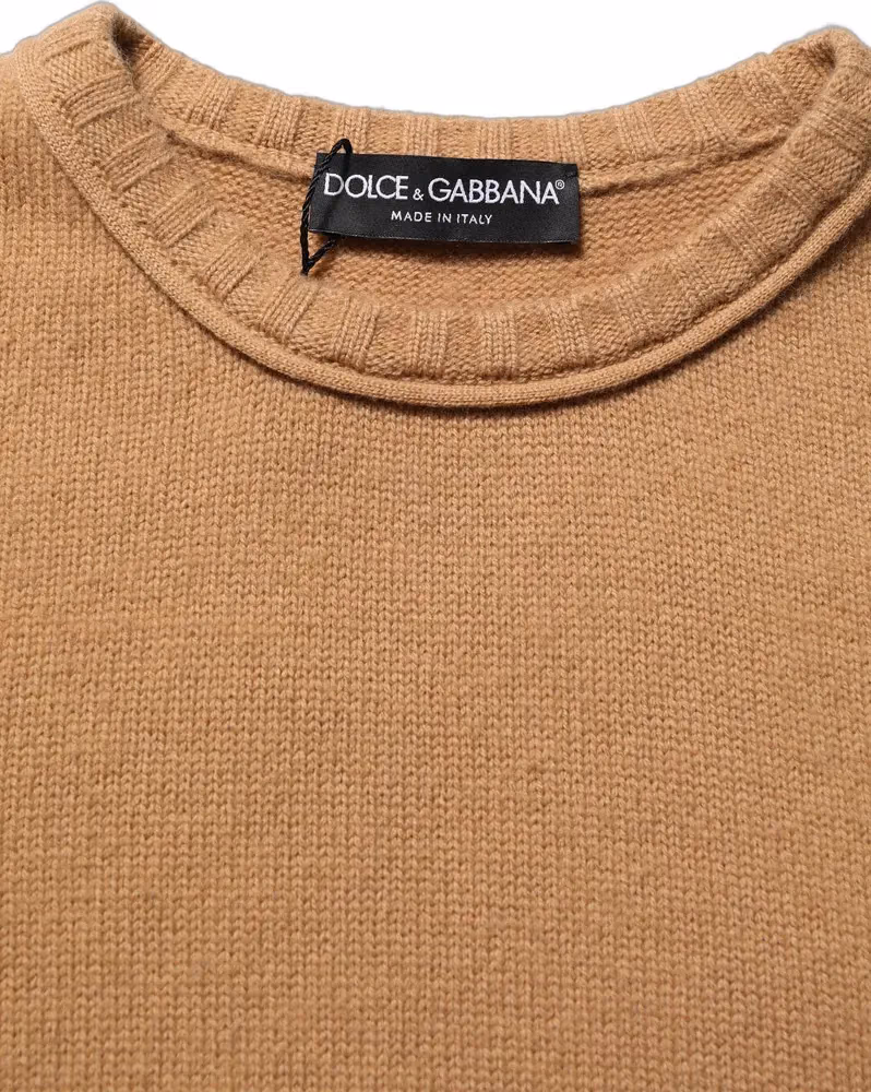 Dolce & Gabbana Brown Wool Short Sleeves Cropped Blouse Top