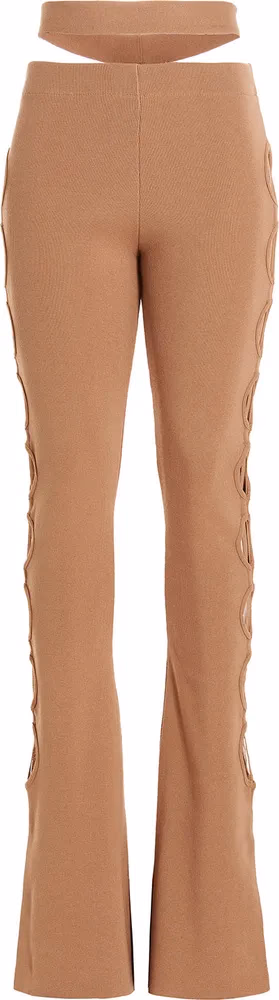 ANDREĀDAMO Beige Viscose Flared Pants
