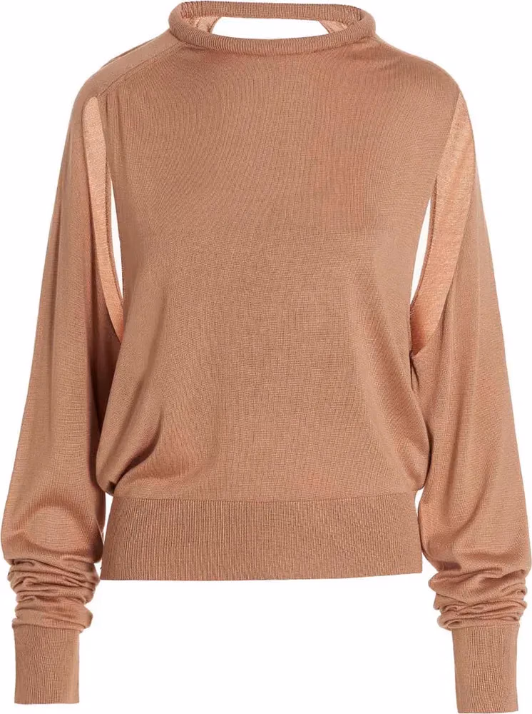 RAMAEL Beige Silk Cardigan