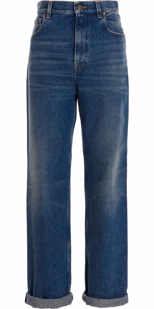 Golden Goose Blue Cotton Straight-Leg Jeans