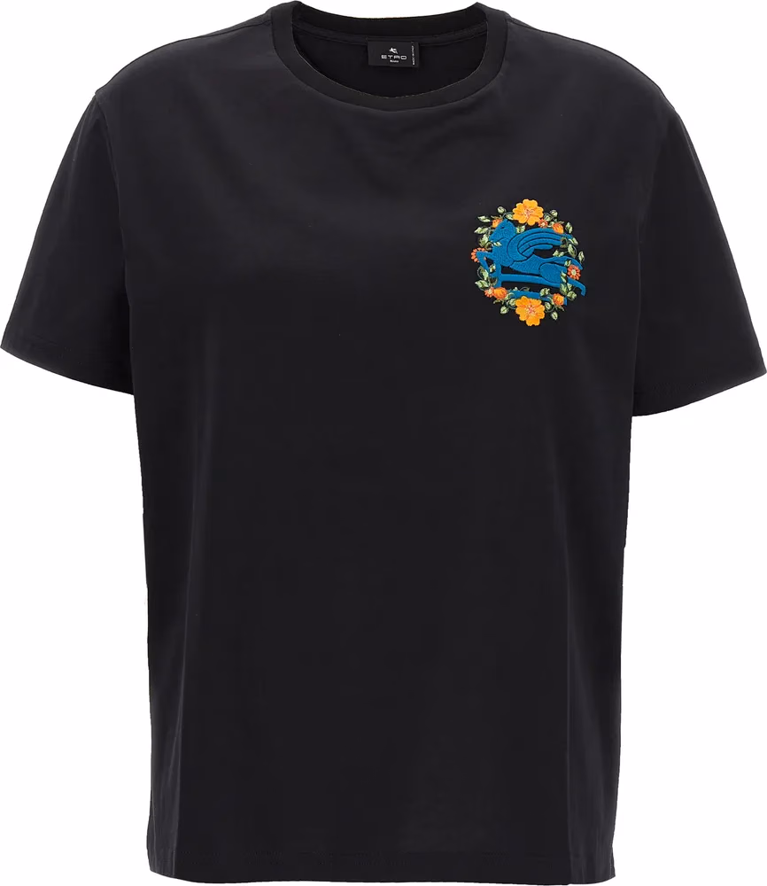 Etro Black Cotton T-Shirt