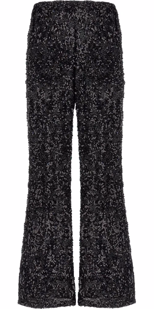 LE TWINS Black Polyester Flared Pants