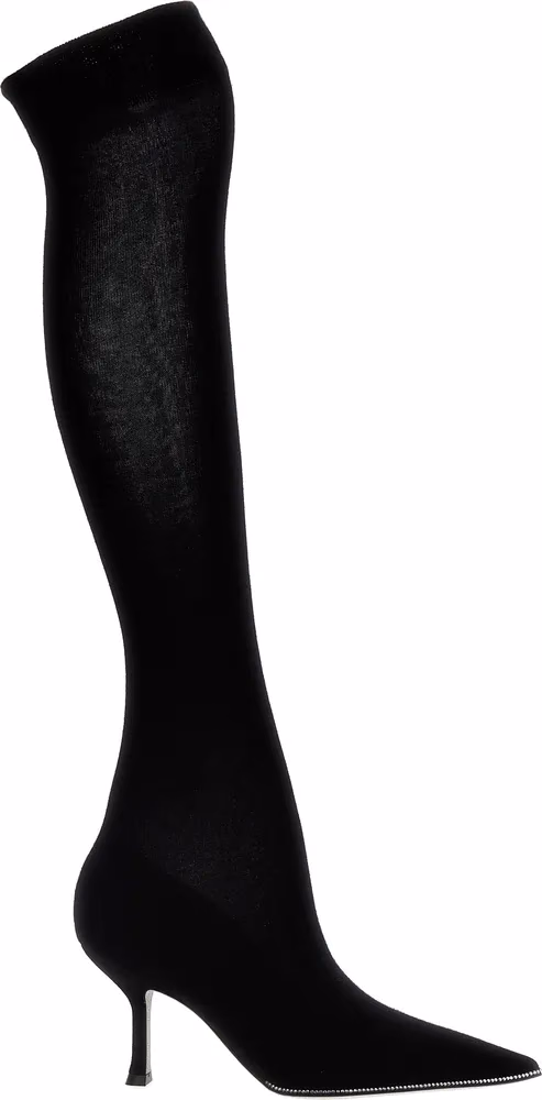 RENE CAOVILLA Black Leather Over The Knee
