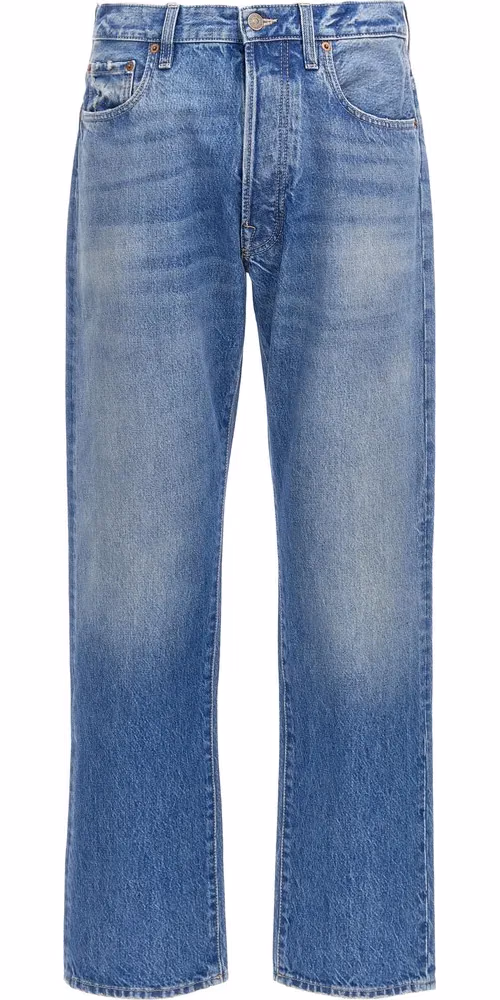 Valentino Garavani Blue Cotton Straight-Leg Jeans