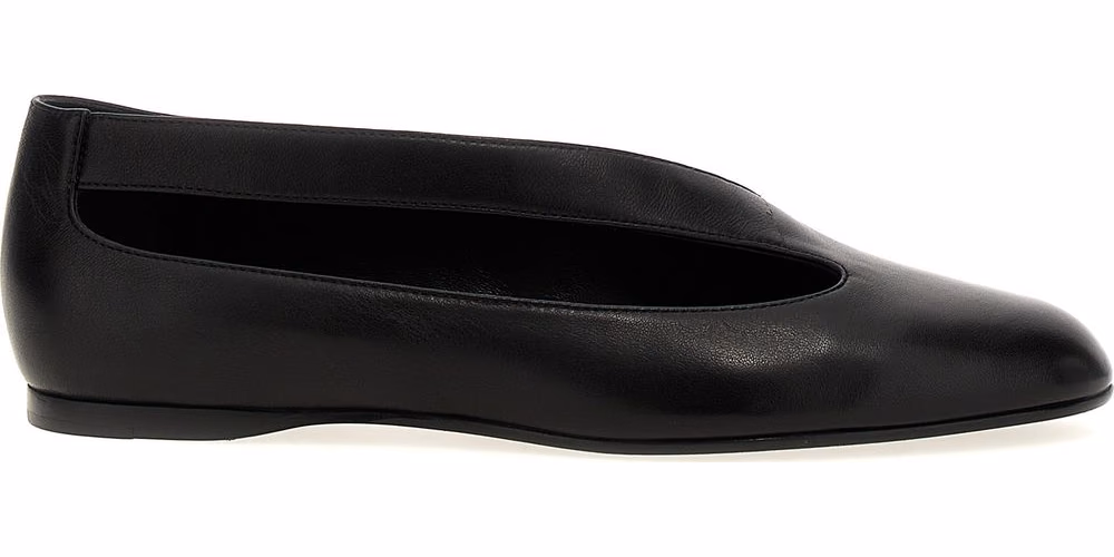 Khaite Black Lamb Leather Ballet Flats