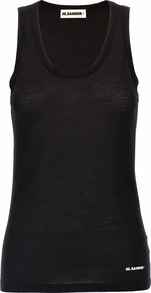 Jil Sander Black Cotton Sleeveles T-Shirt