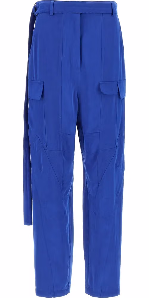 Ferragamo Blue Lyocell Cargo Pants