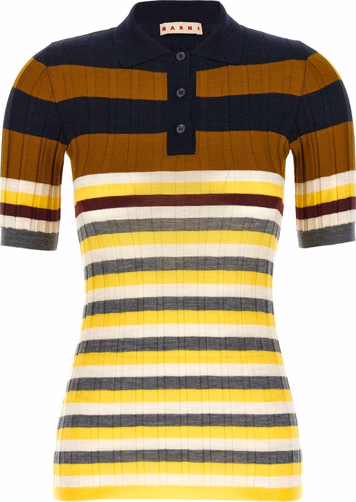 Marni Multicolor Virgin Wool Polo Shirt