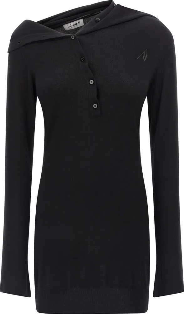 The Attico Black Virgin Wool Short Dress