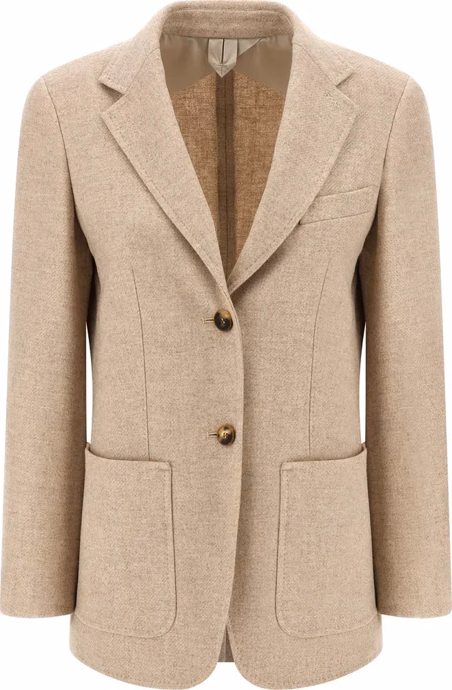 Max Mara Beige Alpaca Leather Blazer