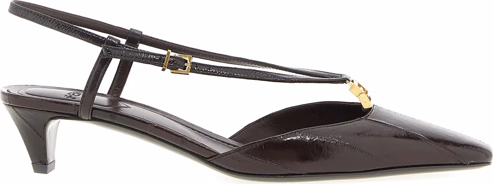 Fendi Brown Lamb Leather Mid Heel Pumps