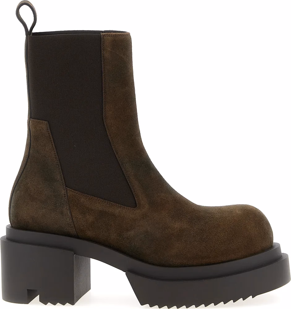 Rick Owens Brown Calfskin Ankle Boots