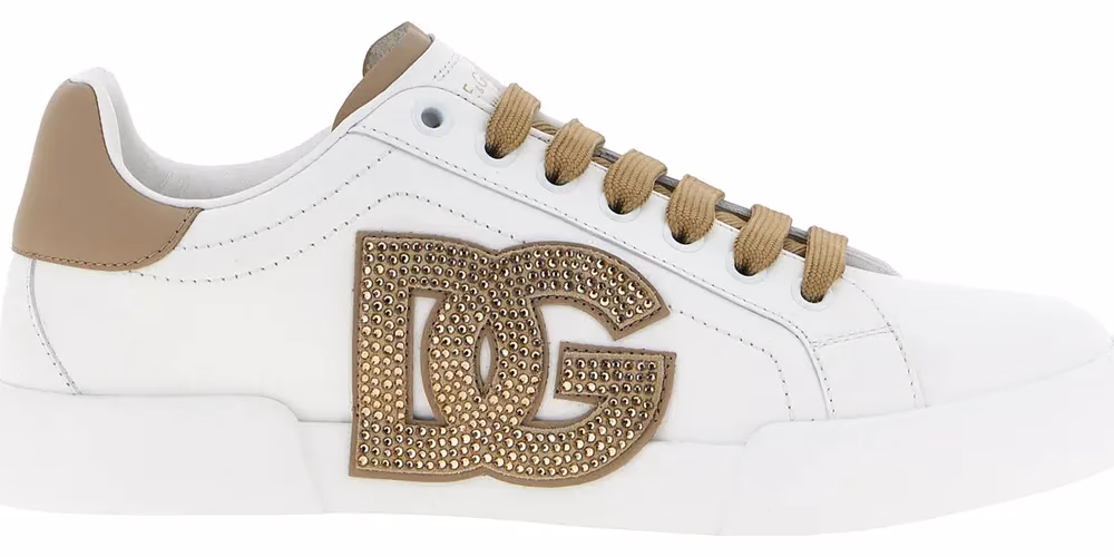 Dolce & Gabbana Beige Calfskin Sneakers